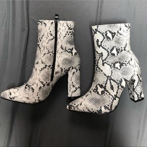 Snake Skin Print Boots